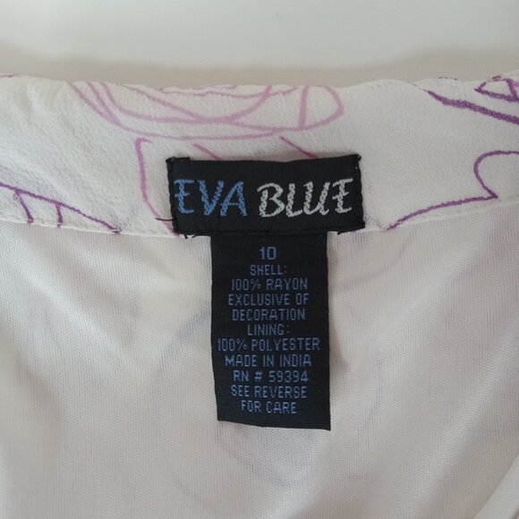 Eva Blue Y2K Fairy Dress 10 Handkerchief Whimsical Fairycore Beaded Floral White - Picture 16 of 16